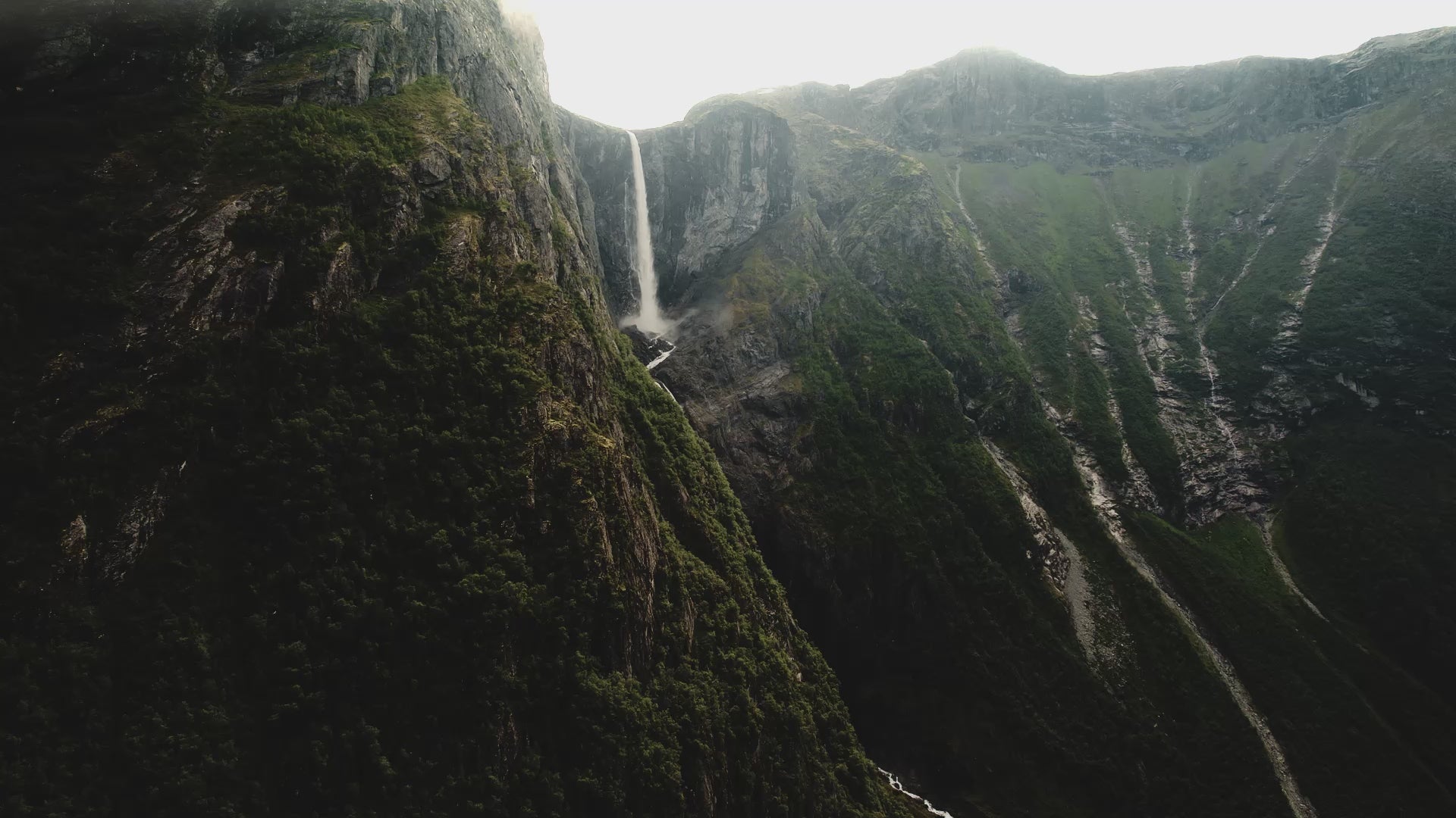 Drönarbild över vattenfall